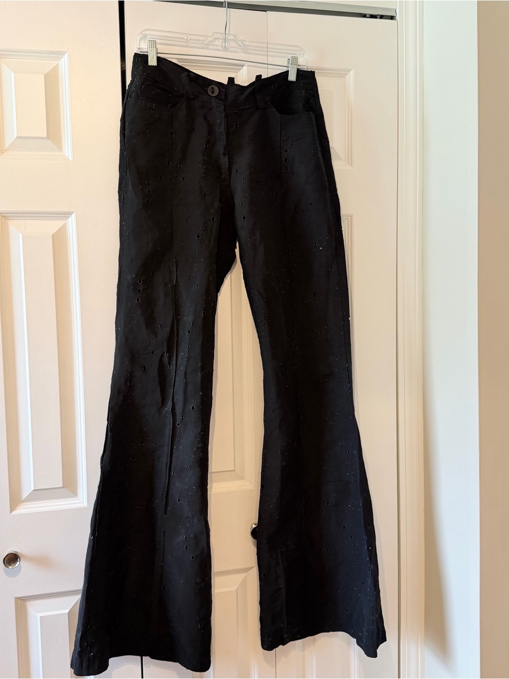 Barbara Bologna Black Cut-Out Pants Size L Wide Leg Flare Avant-Garde Italy